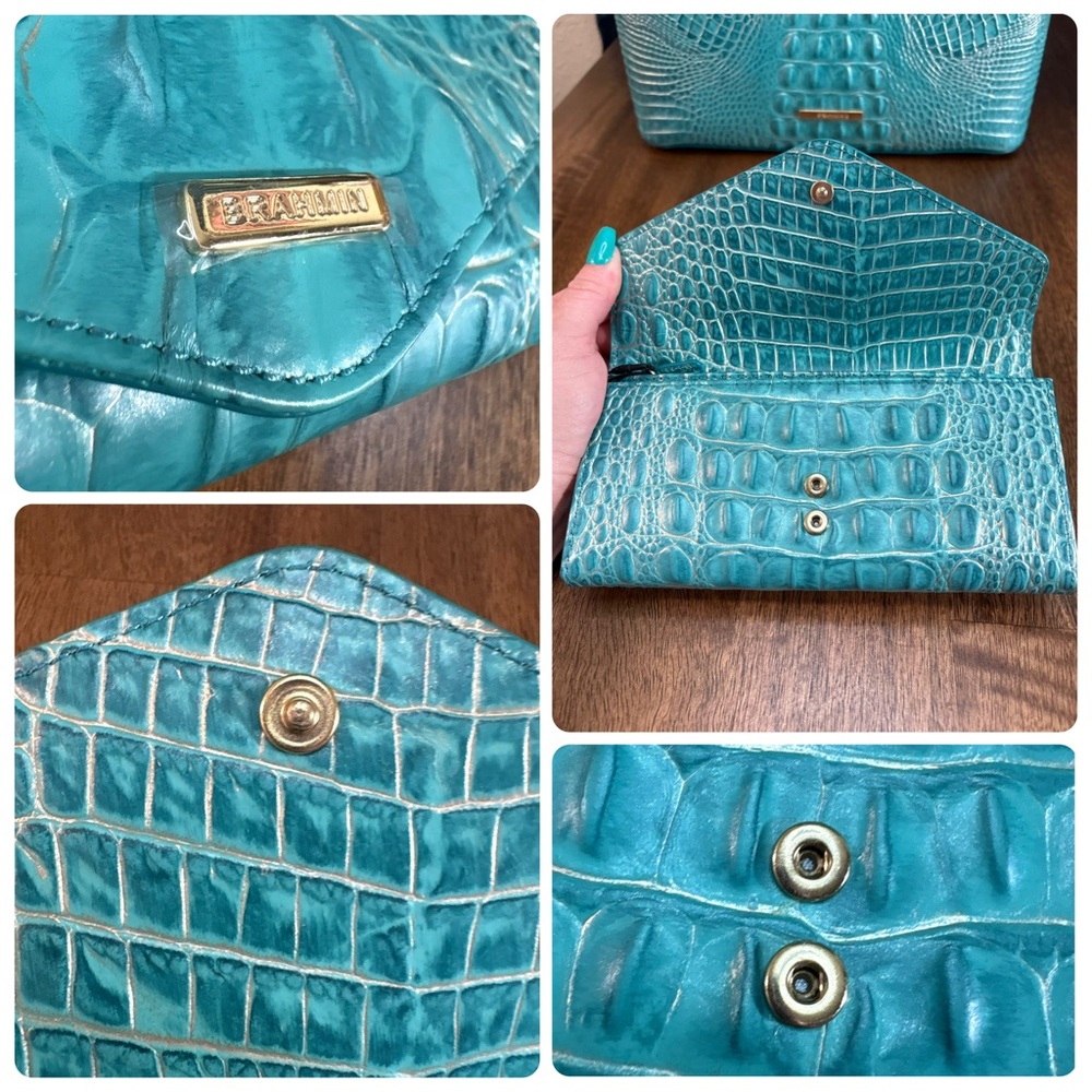 **SOLD**Brahmin NWT Lrg. Duxbury & Veronica - Mermaid Green - PERFECT EYE - Picture 11 of 16